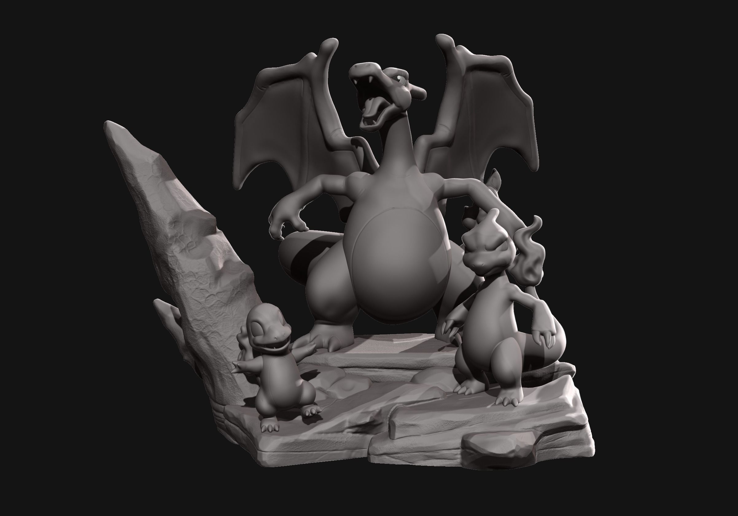 CHARIZARD EVOLUTION DIORAMA POKEMON  3D print model_1
