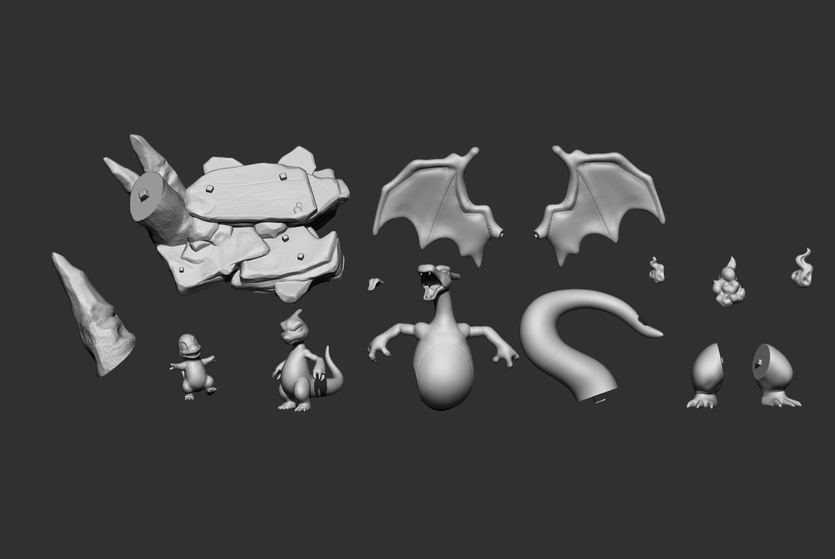 CHARIZARD EVOLUTION DIORAMA POKEMON  3D print model_2
