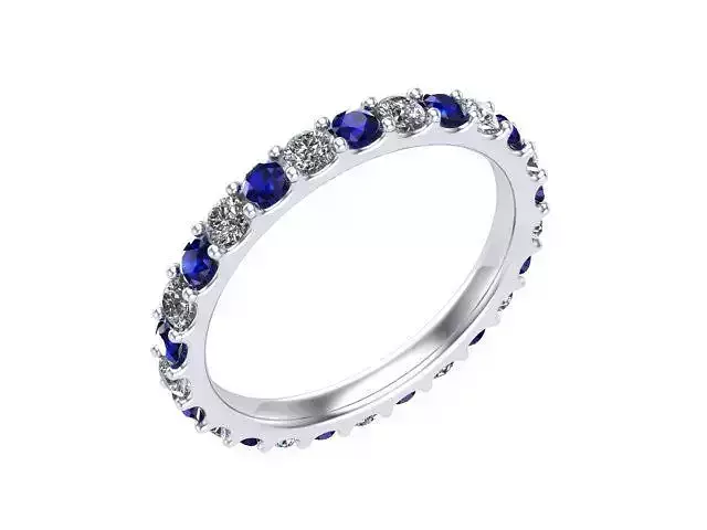 Circle Stone Sapphire Diamond Band