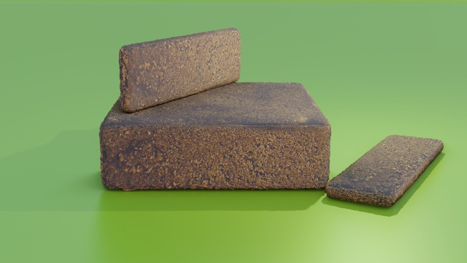 Haschich Block and Barettes Low-poly 3D model_1