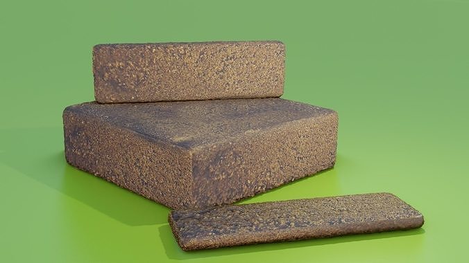 Haschich Block and Barettes Low-poly 3D model