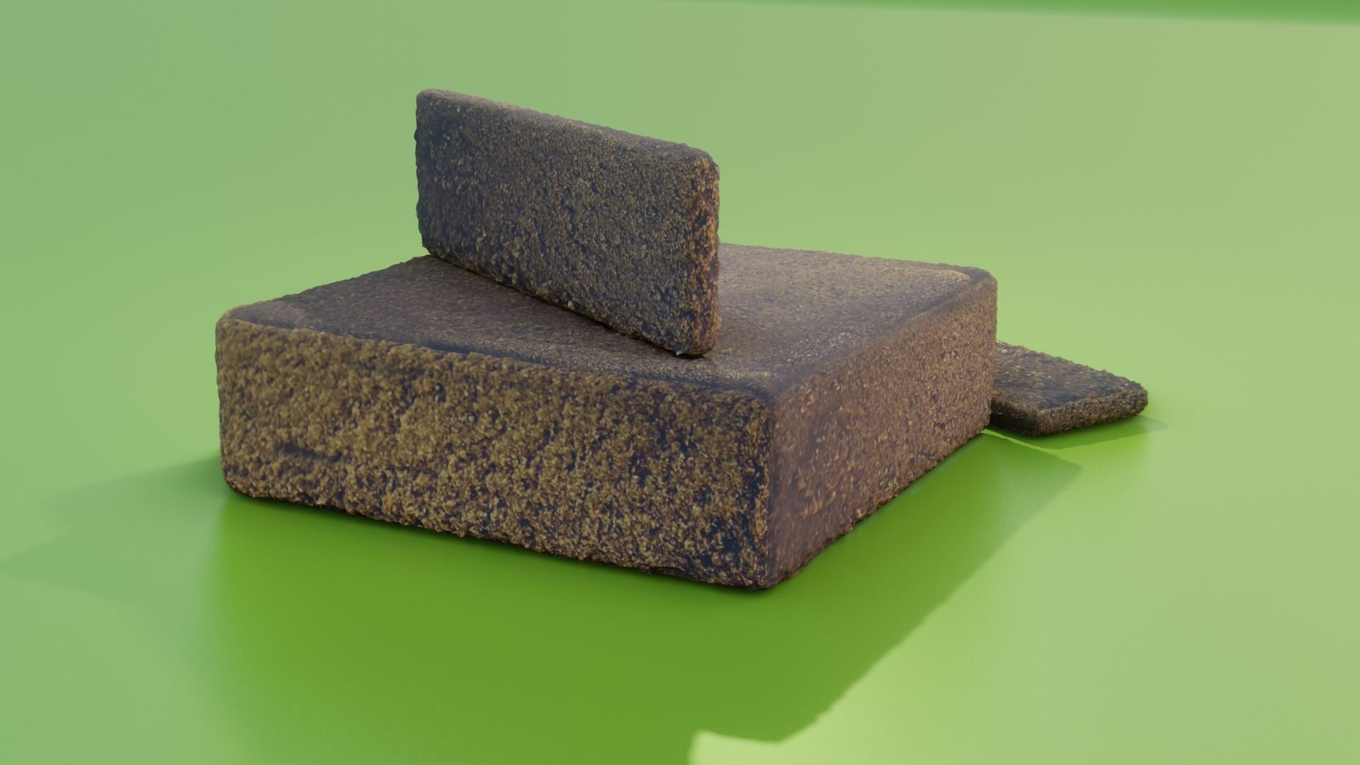 Haschich Block and Barettes Low-poly 3D model_2
