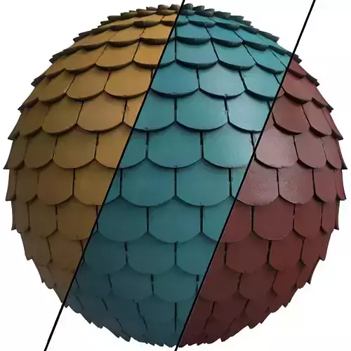 Roof Tile Materials 17- By 3 color Pbr By Sbsar 4k Low-poly 3D model