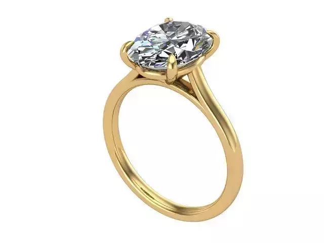Oval Stone Golden Solitaire Ring