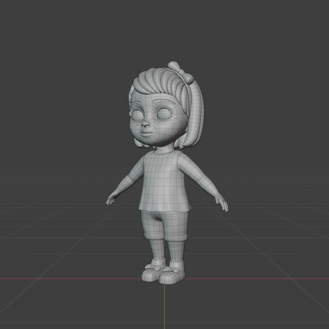 Girl 3d model Low-poly 3D model_13