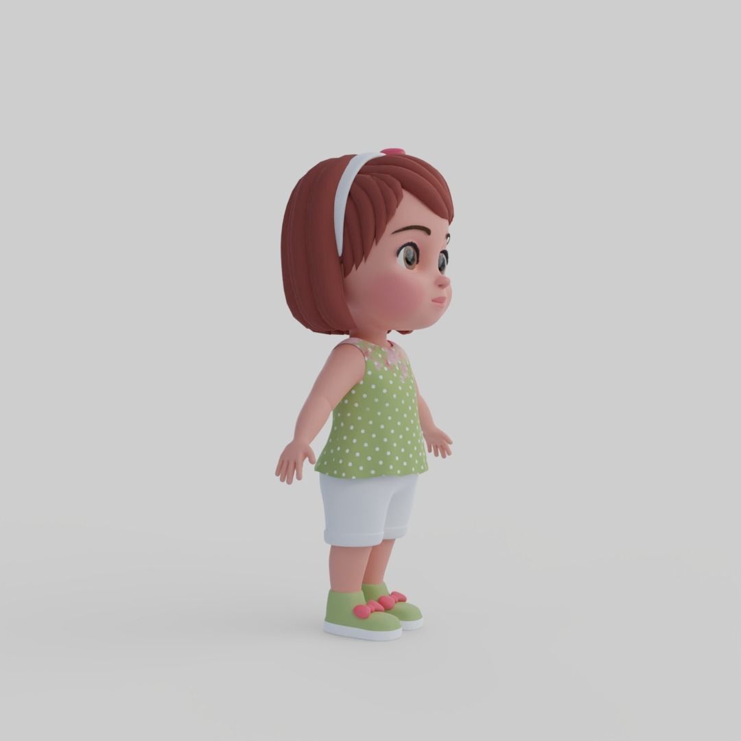 Girl 3d model Low-poly 3D model_10