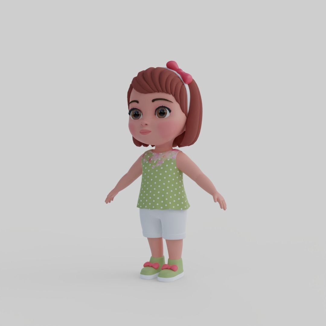 Girl 3d model Low-poly 3D model_1