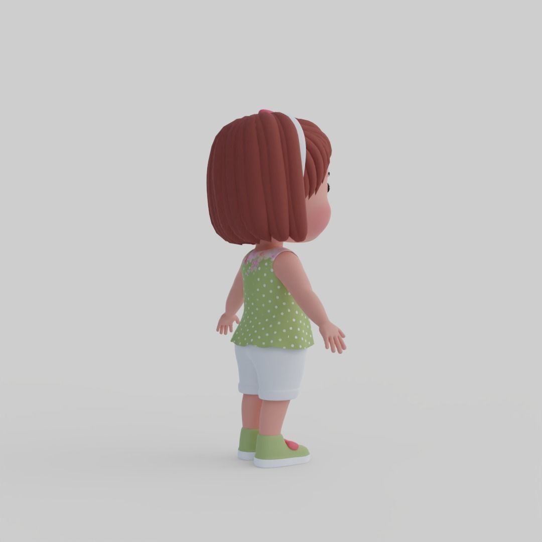 Girl 3d model Low-poly 3D model_8
