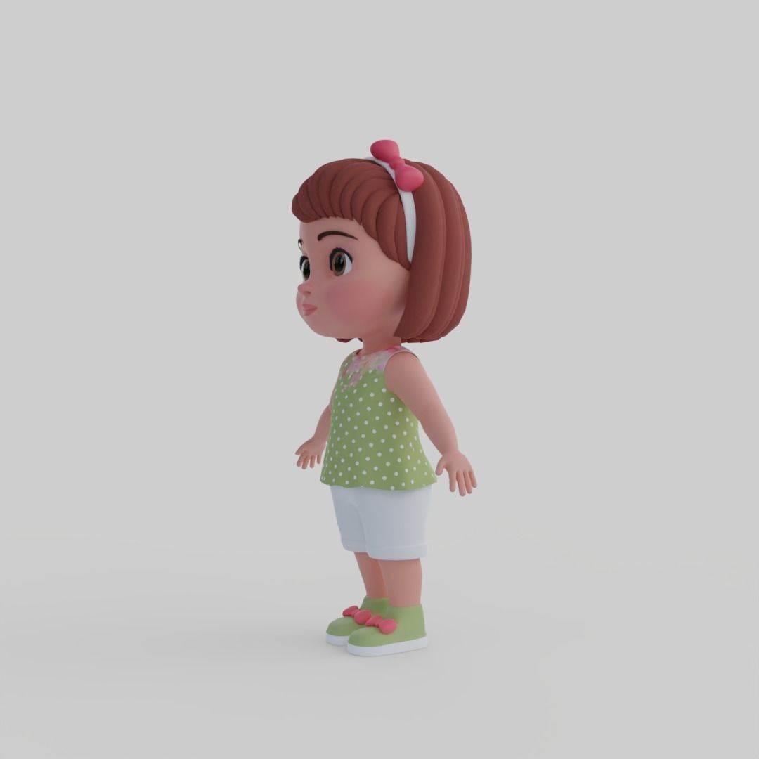 Girl 3d model Low-poly 3D model_2