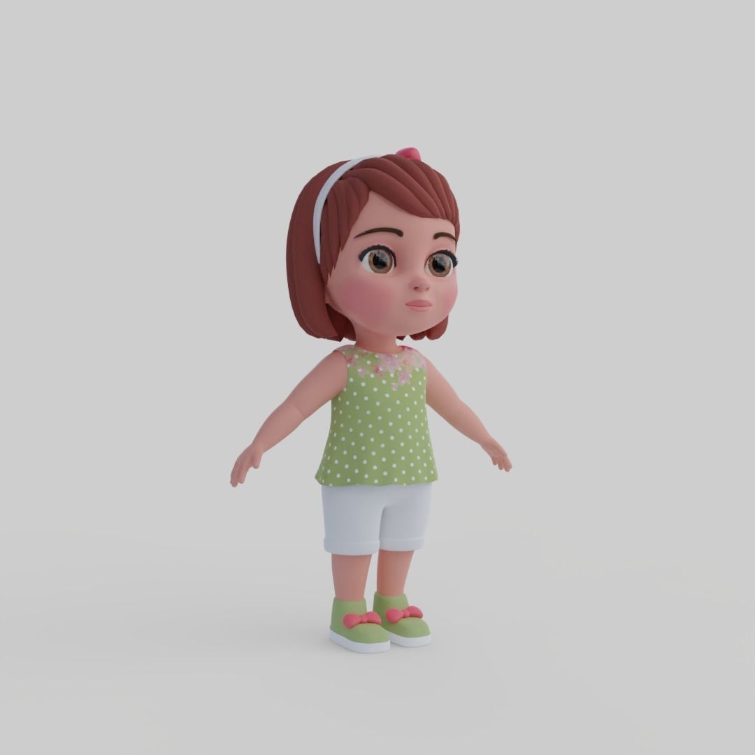 Girl 3d model Low-poly 3D model_11