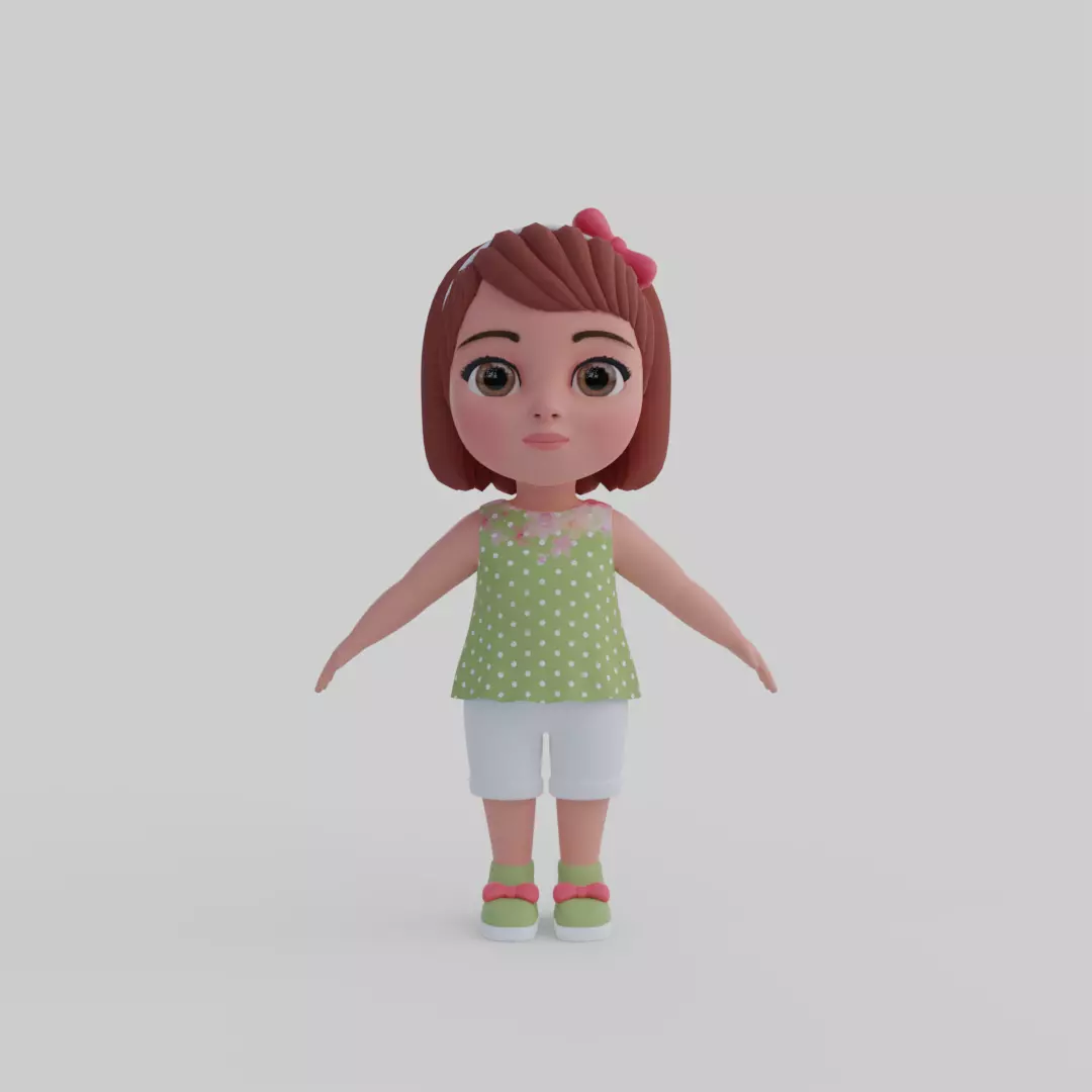 Girl 3d model Low-poly 3D model_0
