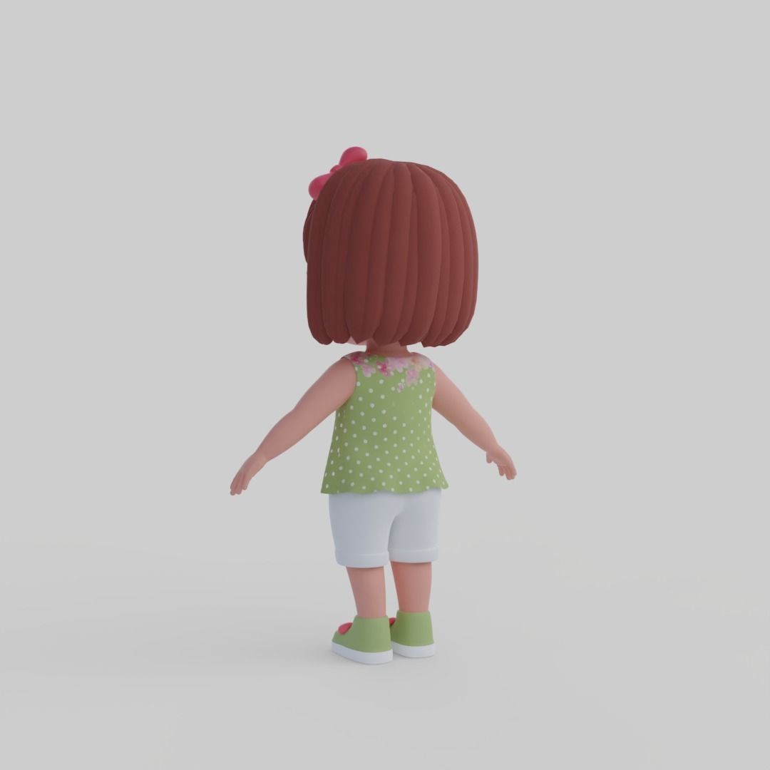 Girl 3d model Low-poly 3D model_5