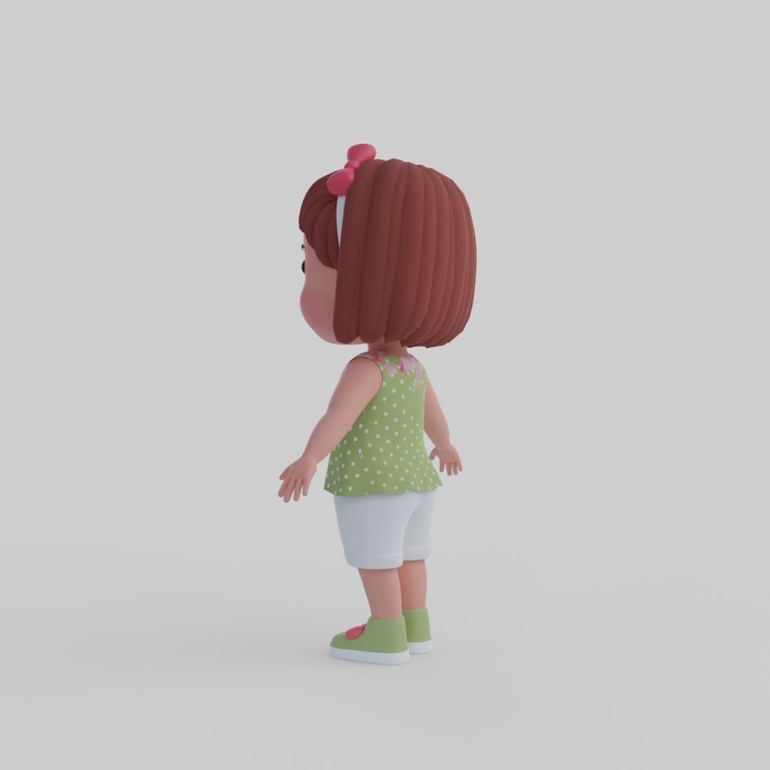 Girl 3d model Low-poly 3D model_4