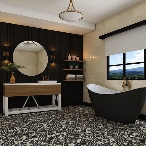 HD Modern Classic Black Bathroom Set II 3D model