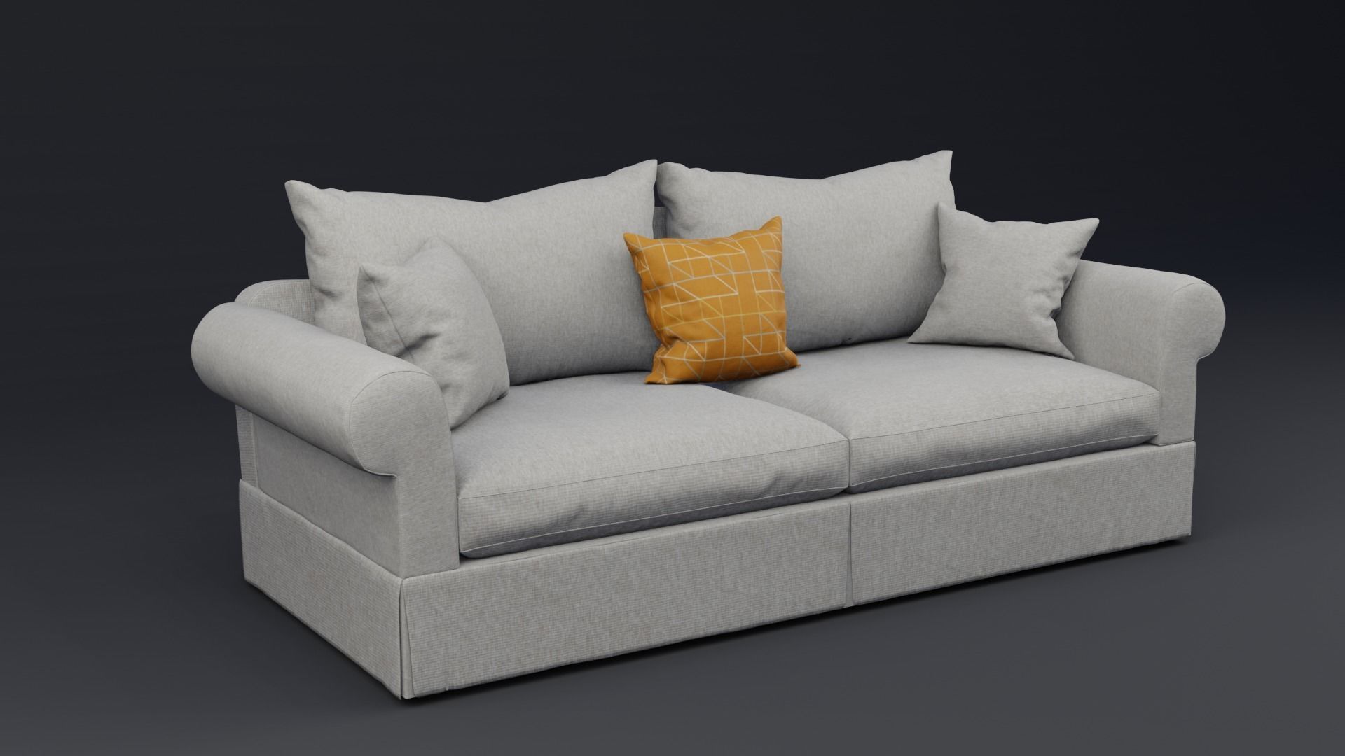 Roll Arm Couch Sofa Bed 3D model_3