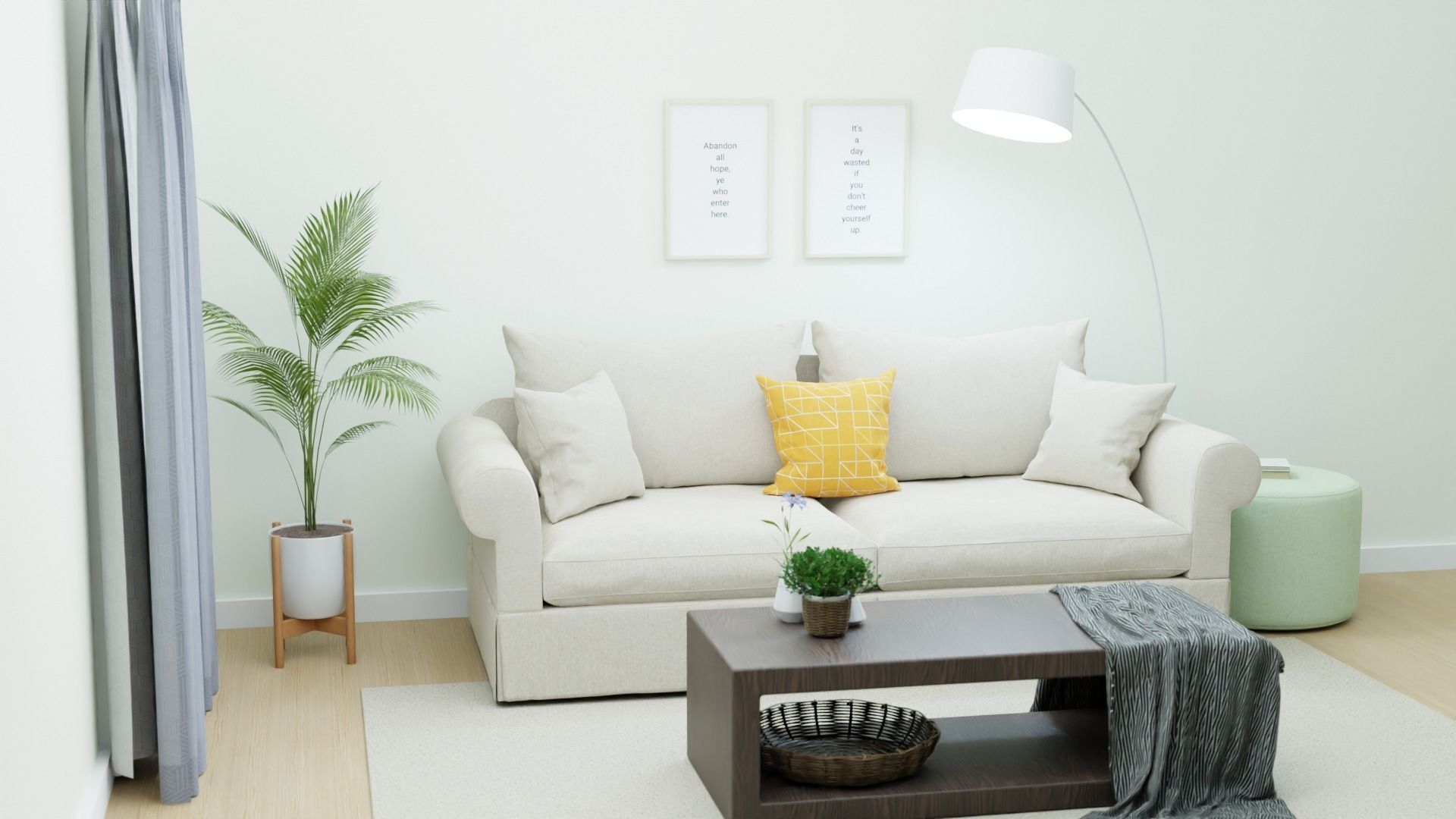 Roll Arm Couch Sofa Bed 3D model_2