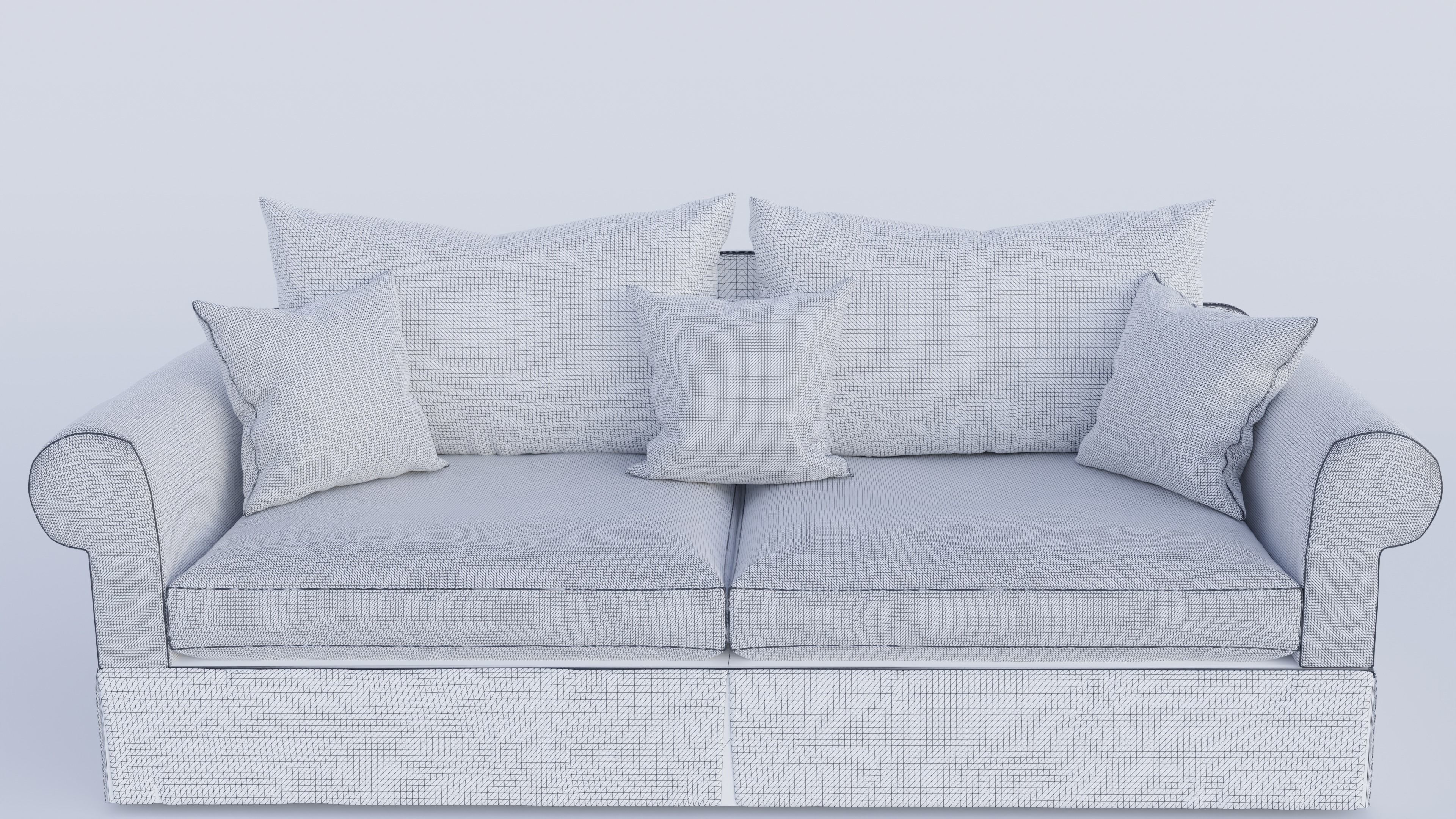 Roll Arm Couch Sofa Bed 3D model_6