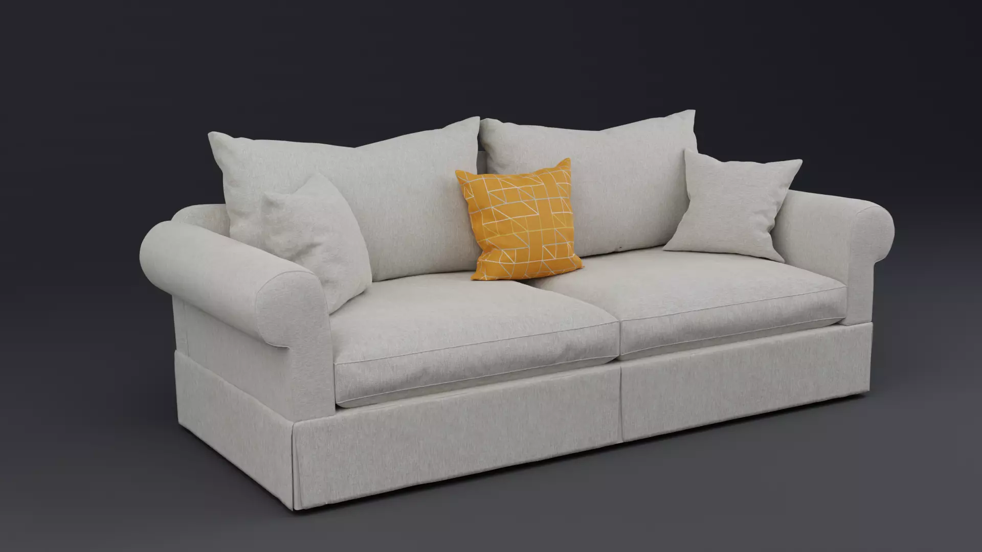Roll Arm Couch Sofa Bed 3D model_0