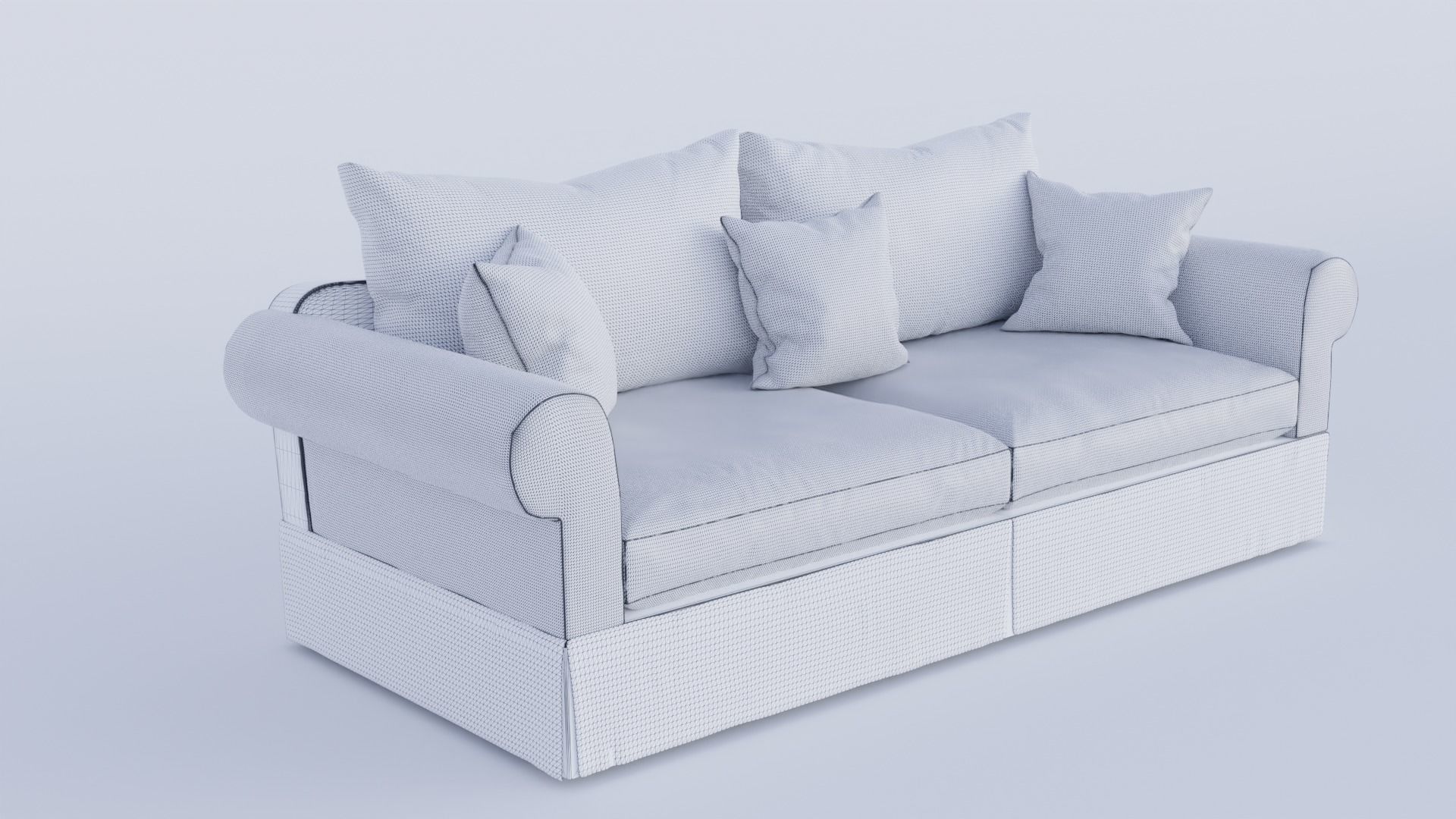 Roll Arm Couch Sofa Bed 3D model_5