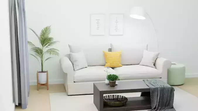 Roll Arm Couch Scene with Pop-up Animation