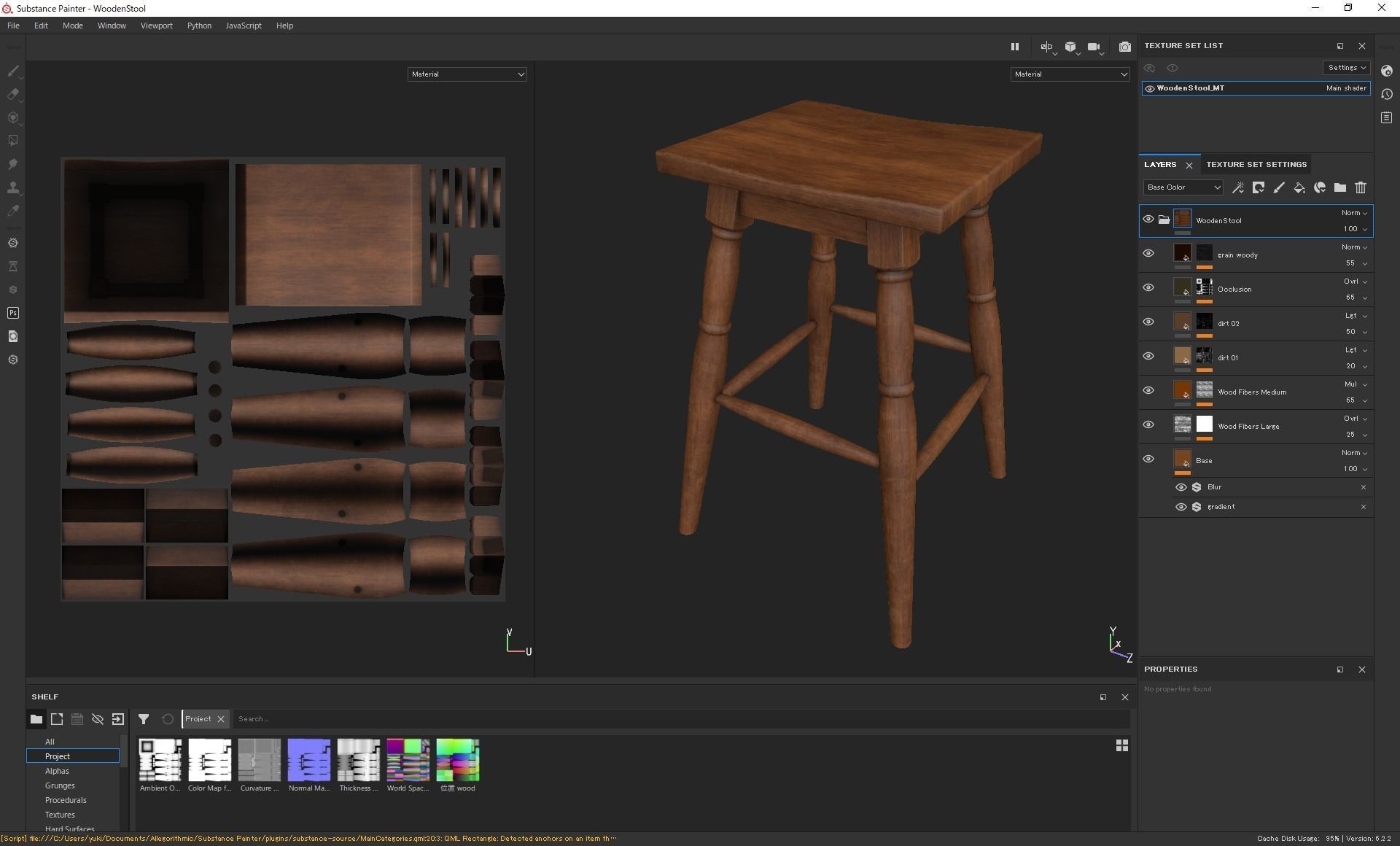 Wooden Stool 3D model_10