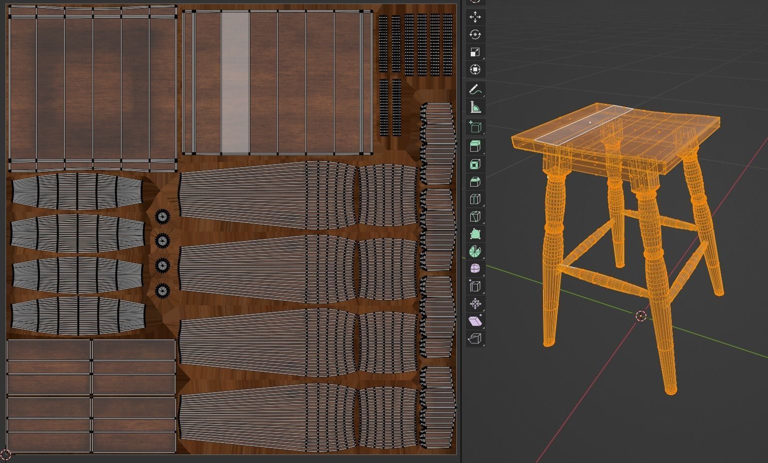 Wooden Stool 3D model_9