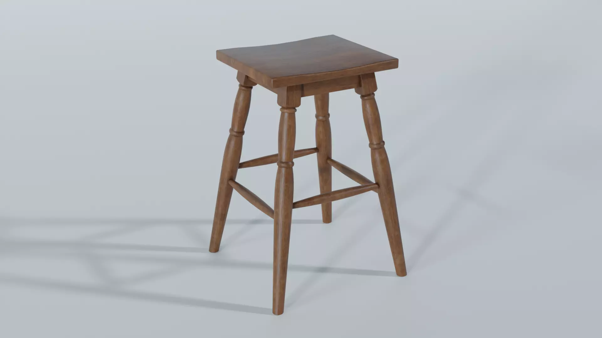 Wooden Stool 3D model_0