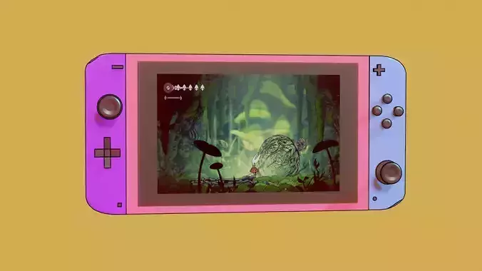 Nintendo Switch with Hollow Knight Silksong screen