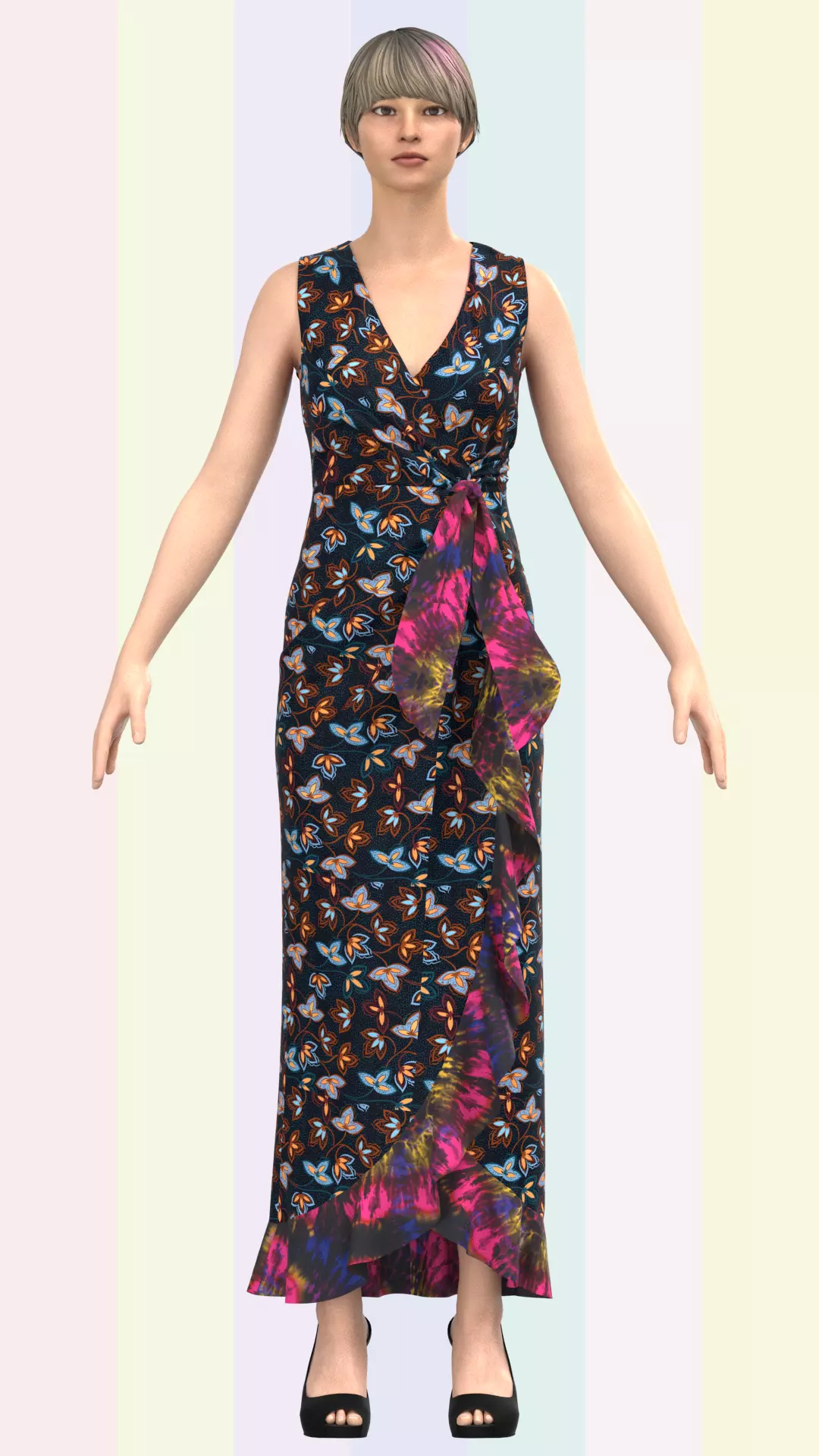 Ladies Warp Paisley Dress Low-poly 3D model