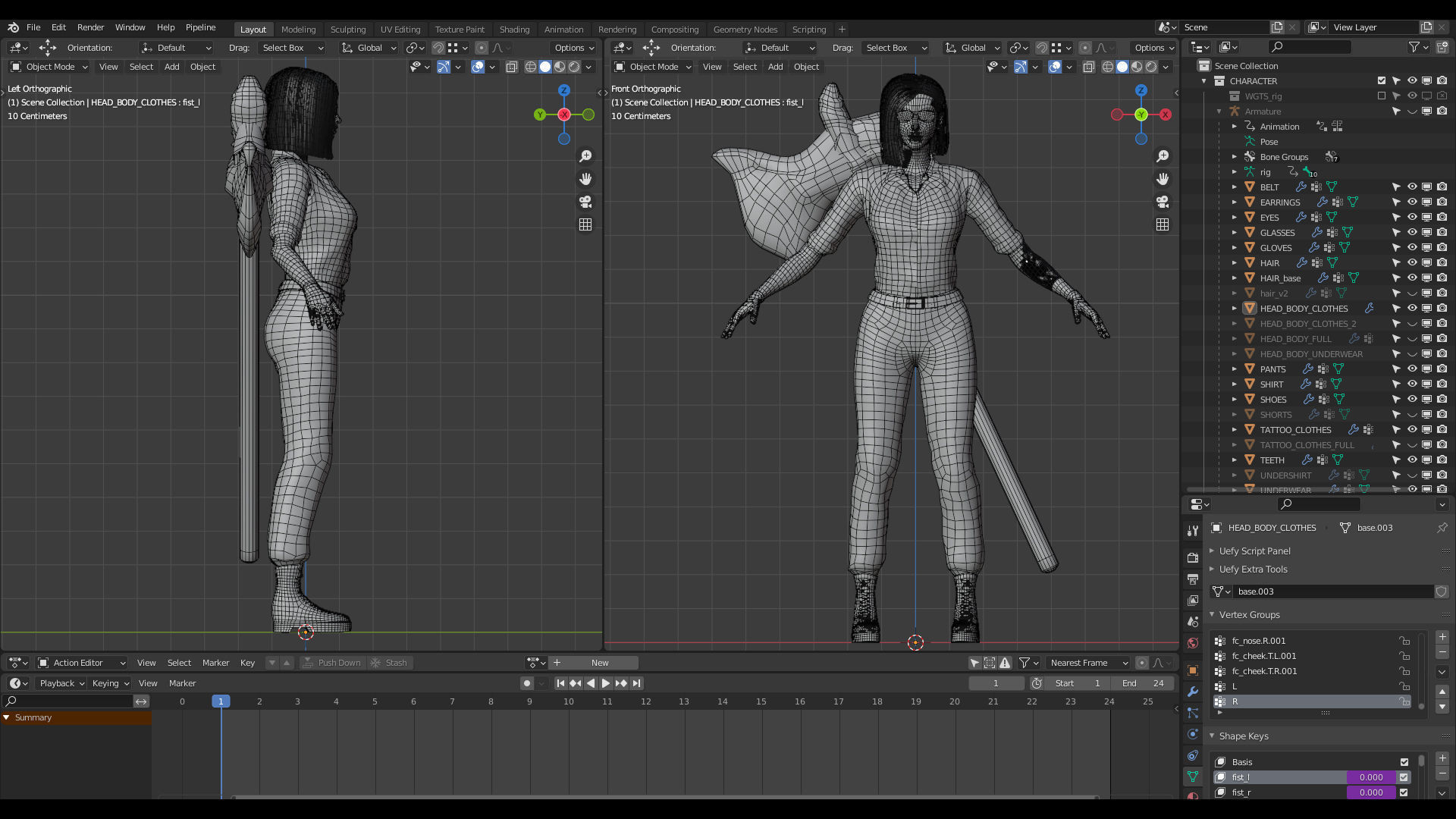 Fighting Girl with Battle Axe Game Ready Character Low-poly 3D model_18