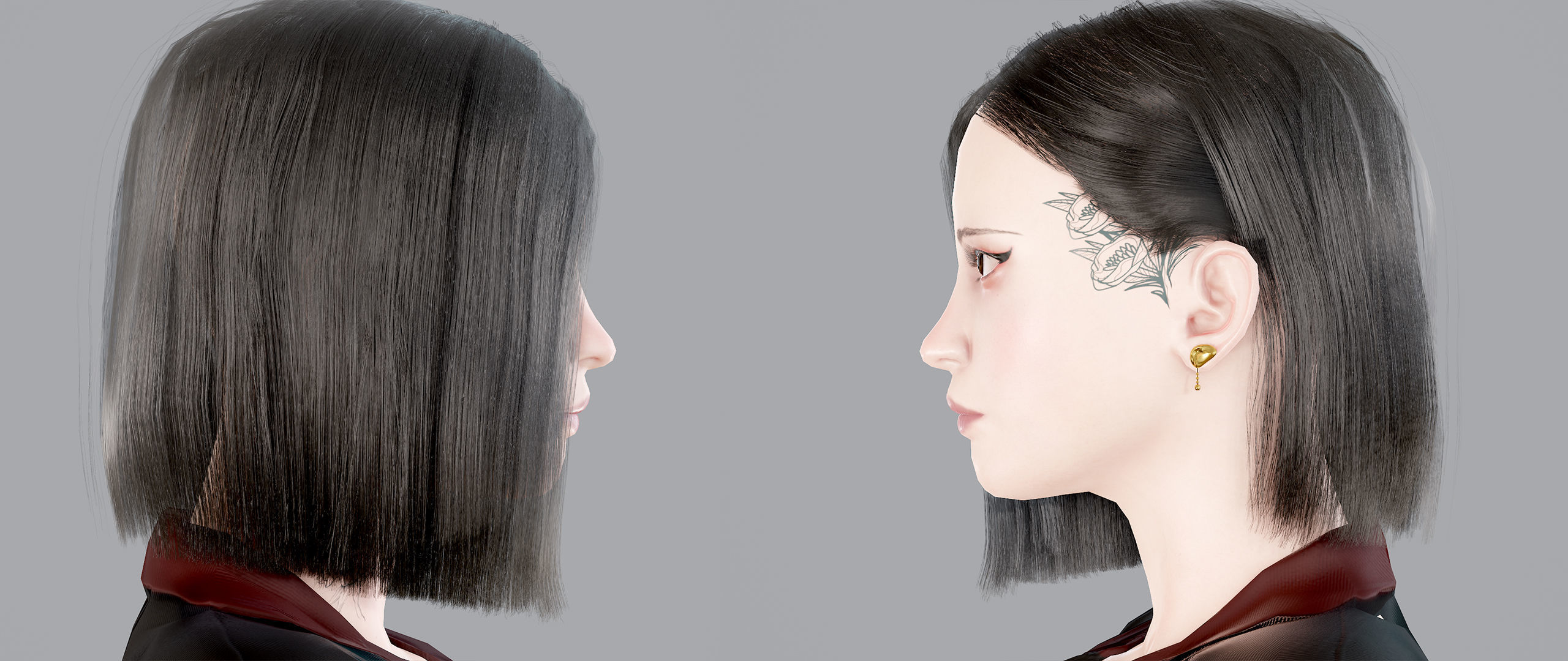 Fighting Girl with Battle Axe Game Ready Character Low-poly 3D model_14