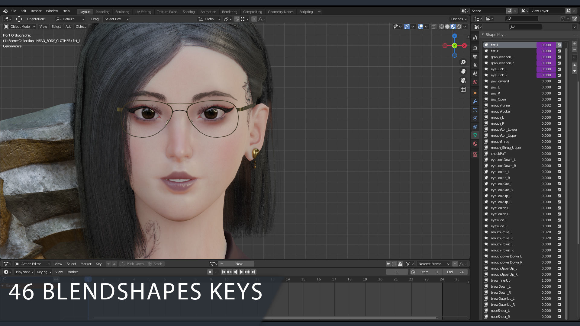 Fighting Girl with Battle Axe Game Ready Character Low-poly 3D model_15