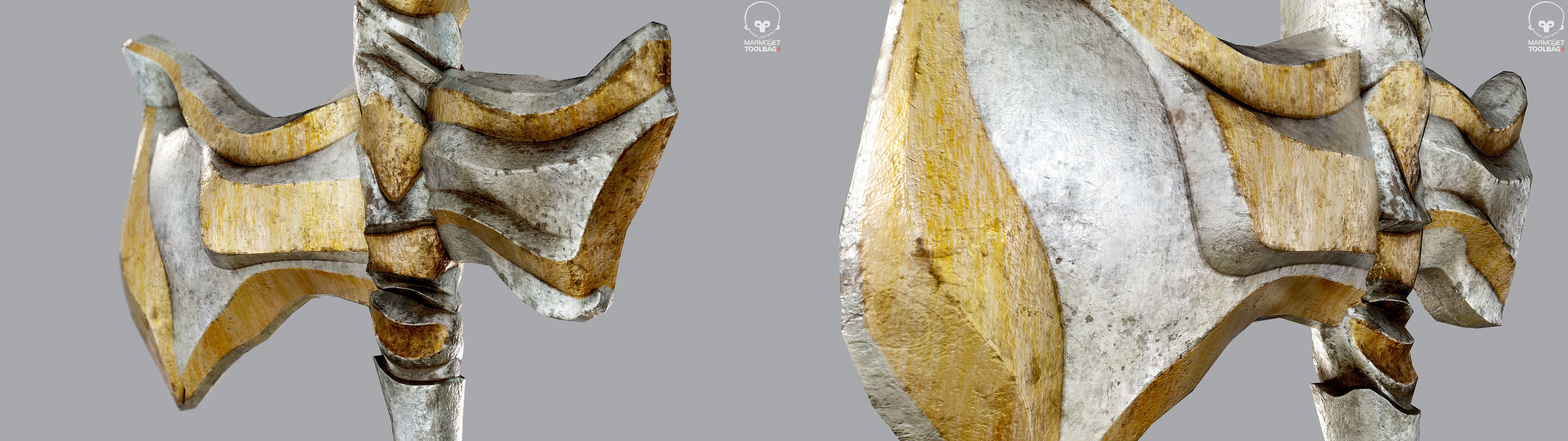 Fighting Girl with Battle Axe Game Ready Character Low-poly 3D model_13