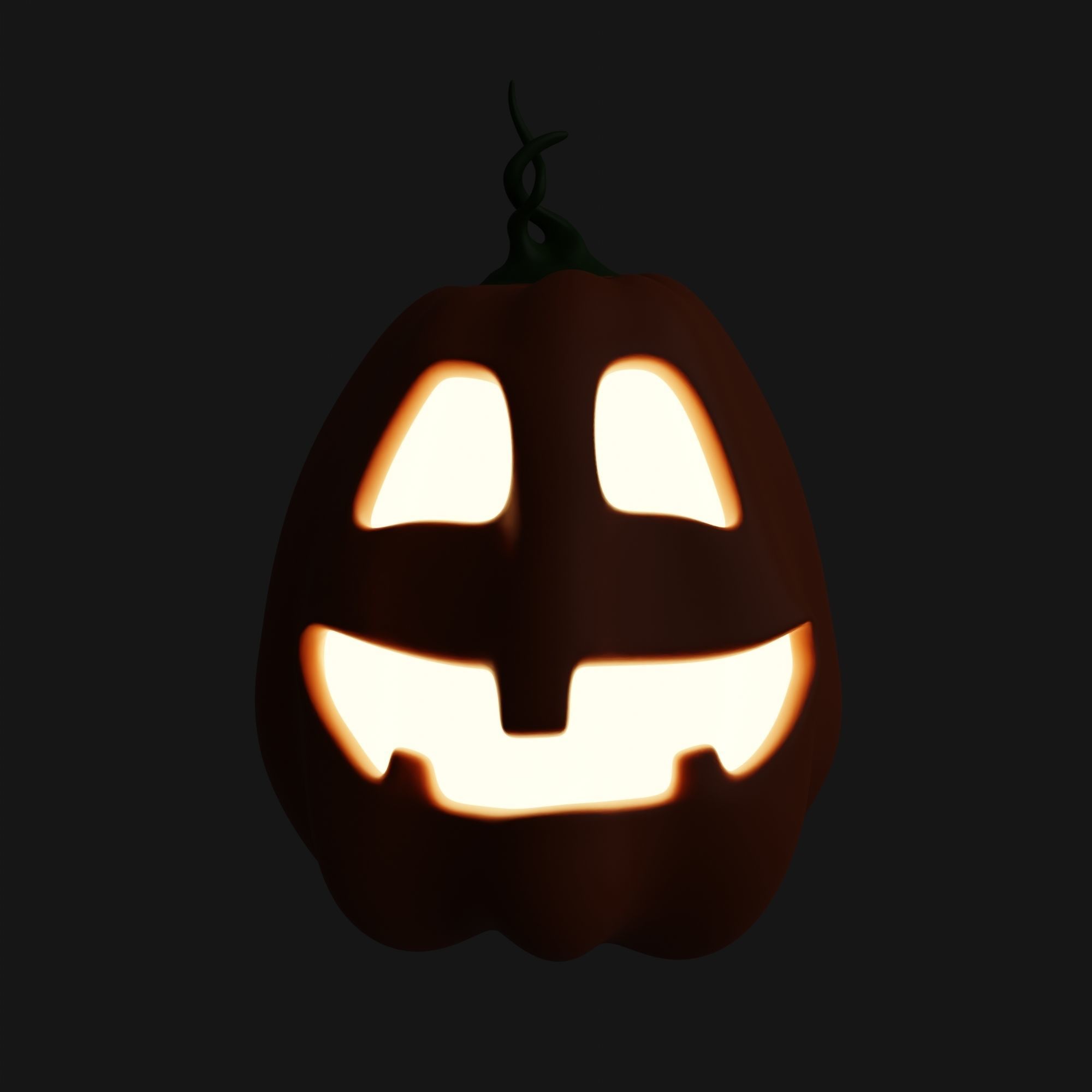 Cute and Funny Halloween Jack-o-Lantern Pumpkin 3D model_1