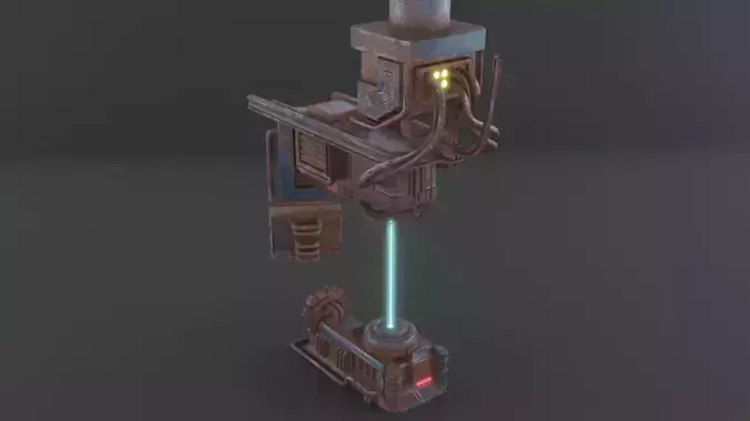 Low poly sci-fi machine game asset free 3d model Low-poly 3D model
