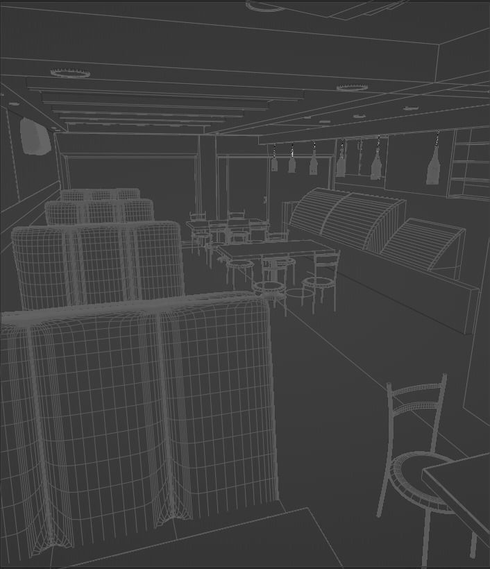 Small Restaurant Interior  Low-poly 3D model_6