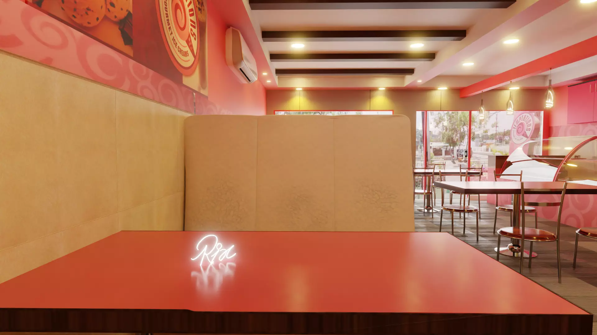 Small Restaurant Interior  Low-poly 3D model_0