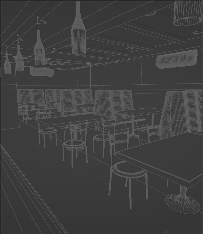 Small Restaurant Interior  Low-poly 3D model_8