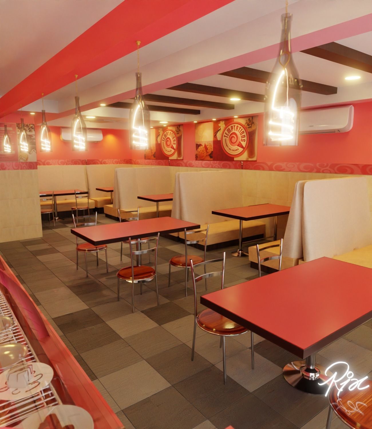 Small Restaurant Interior  Low-poly 3D model_2