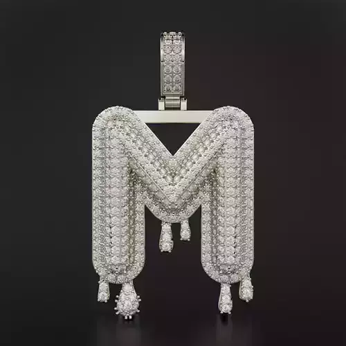 Bubble Letter M with Drip Pendant 3D print model