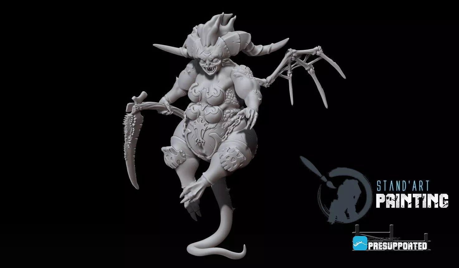 Glutony demon with horns and claws 3D model_0
