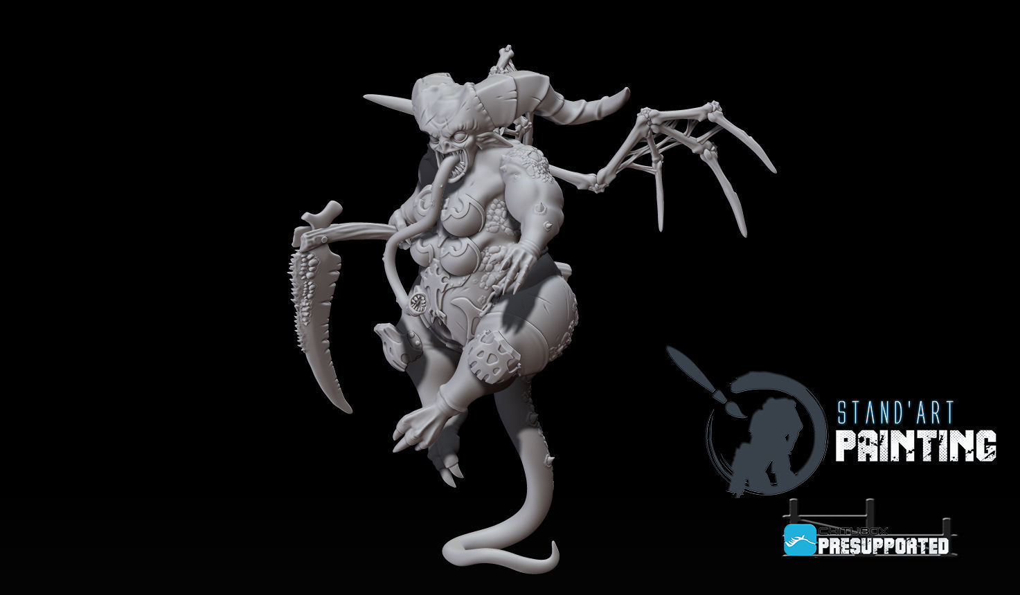 Glutony demon with horns and claws 3D model_3
