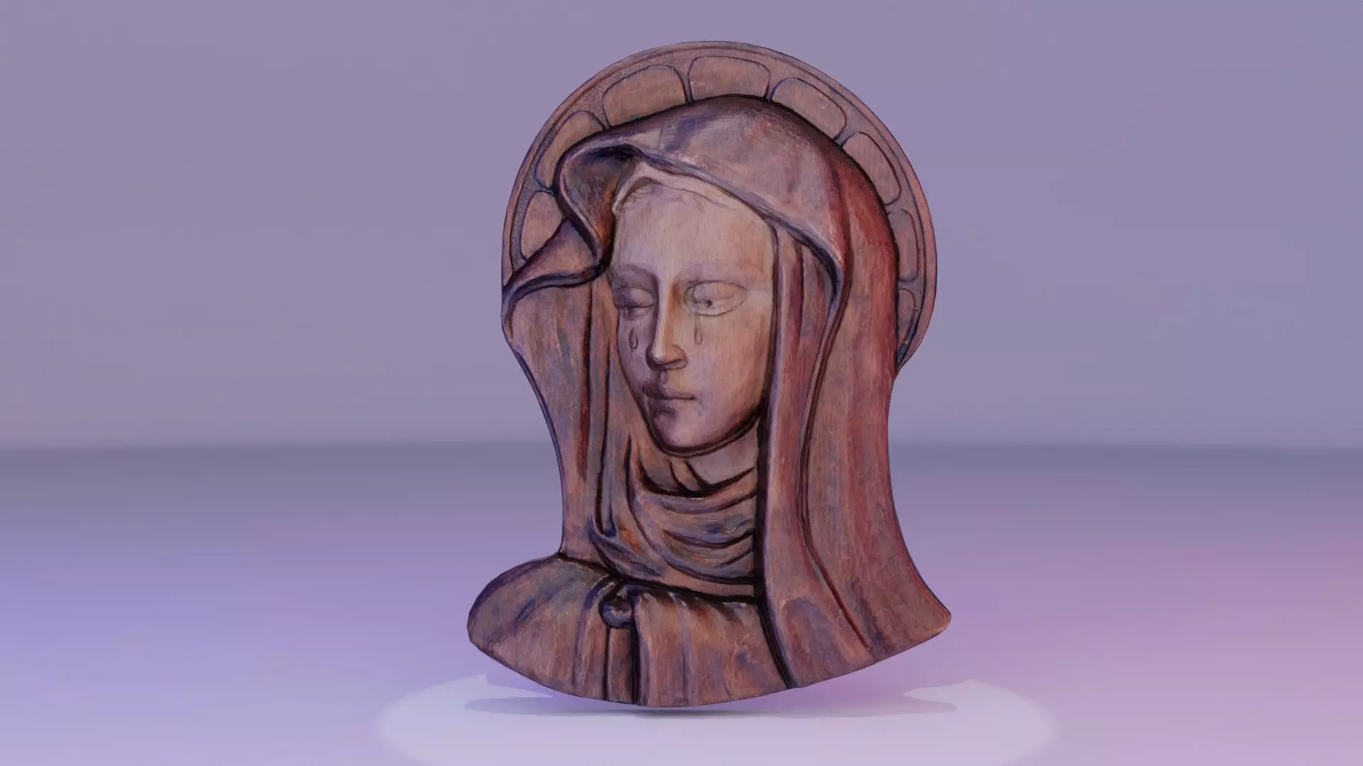 Virgin Mary handmade wood carving statue Low-poly 3D model