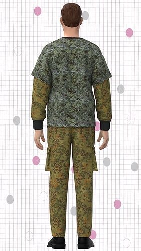 Mens Camo t-shirt and cargo pant Low-poly 3D model