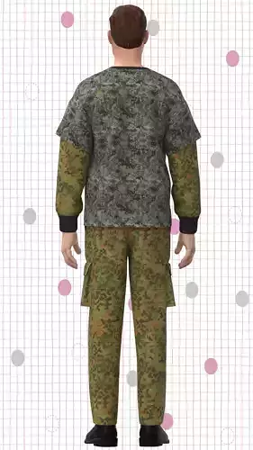 Mens Camo t-shirt and cargo pant Low-poly 3D model