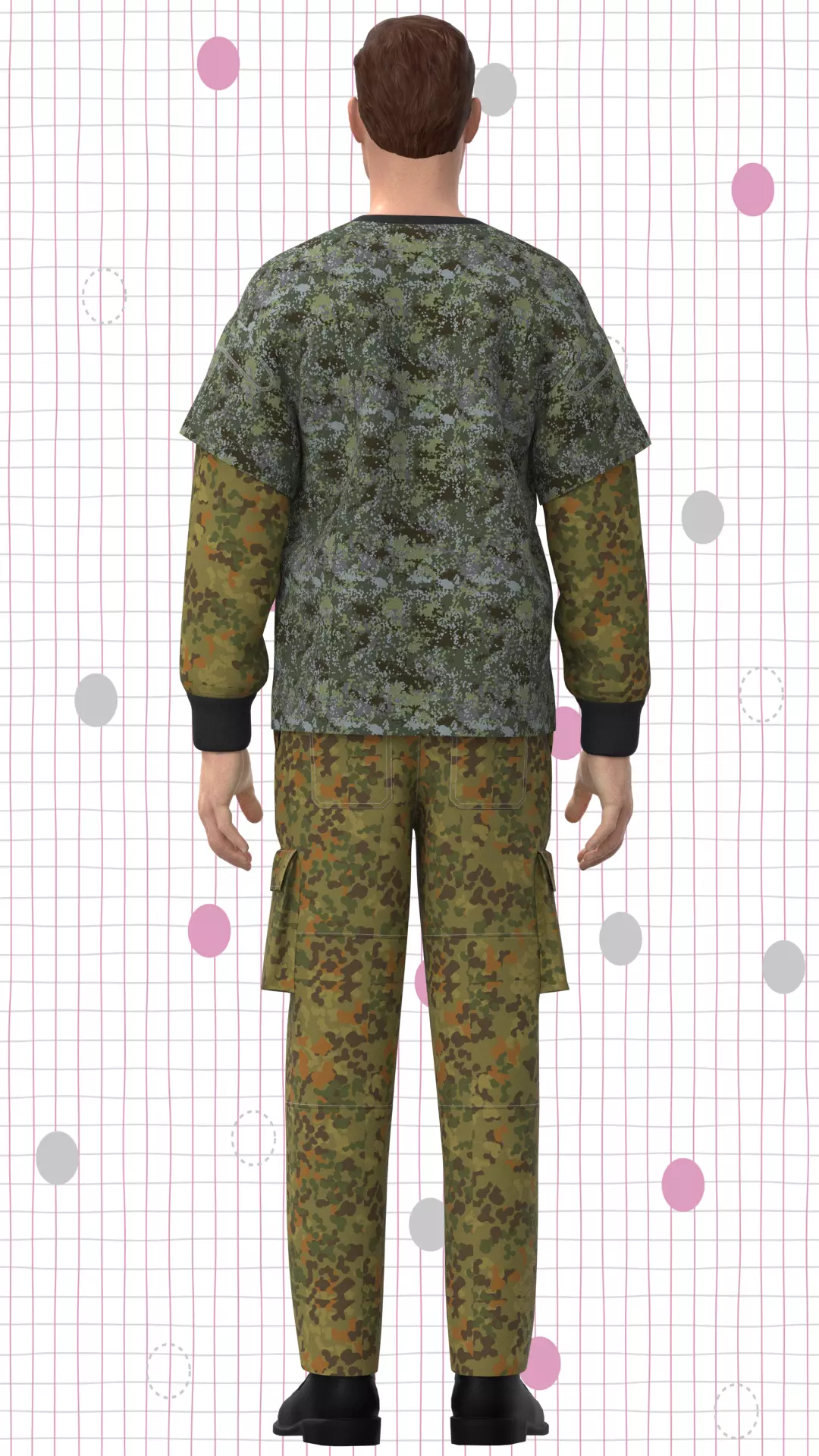 Mens Camo t-shirt and cargo pant Low-poly 3D model