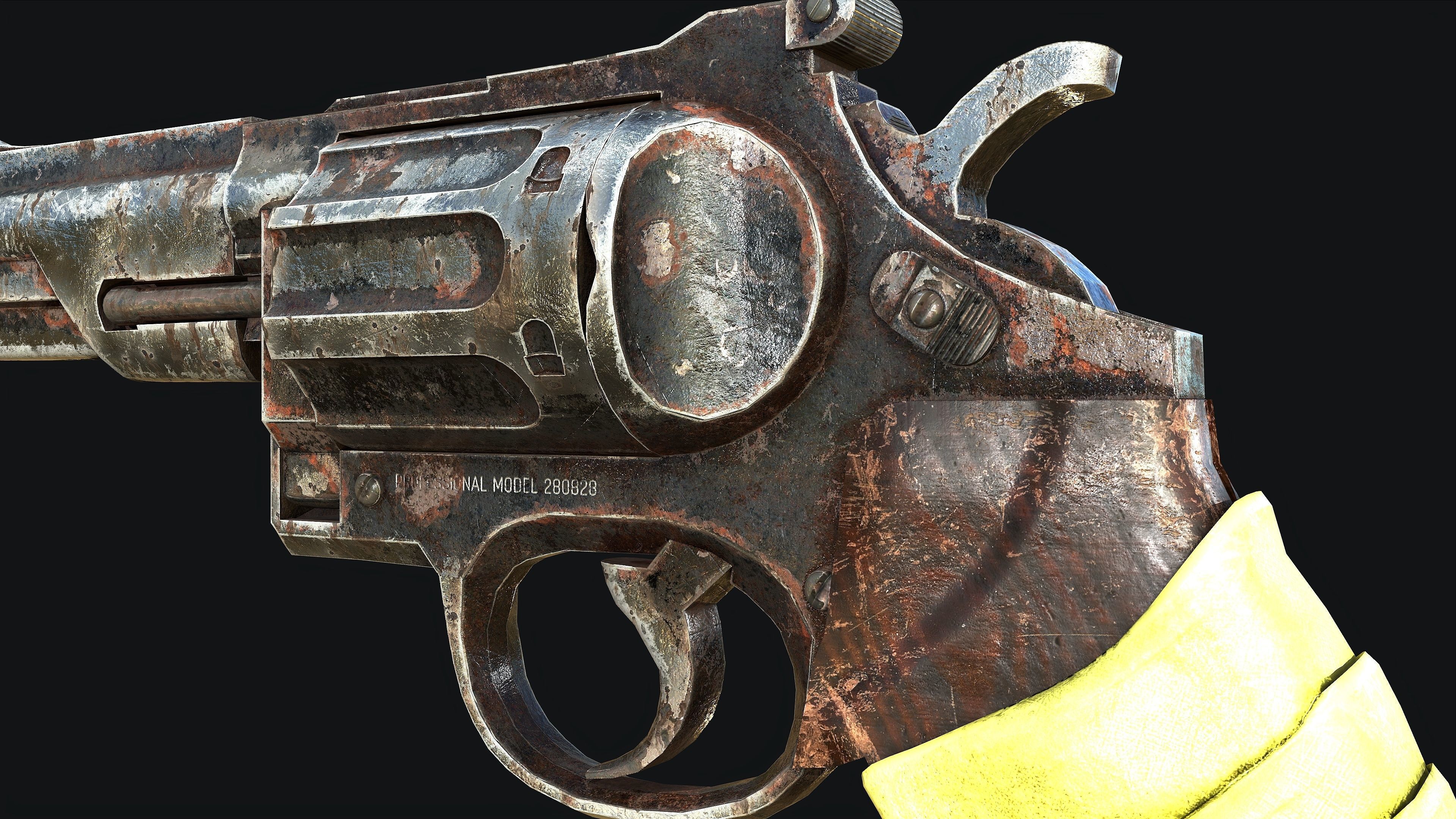 Rusty Revolver Low-poly 3D model_9