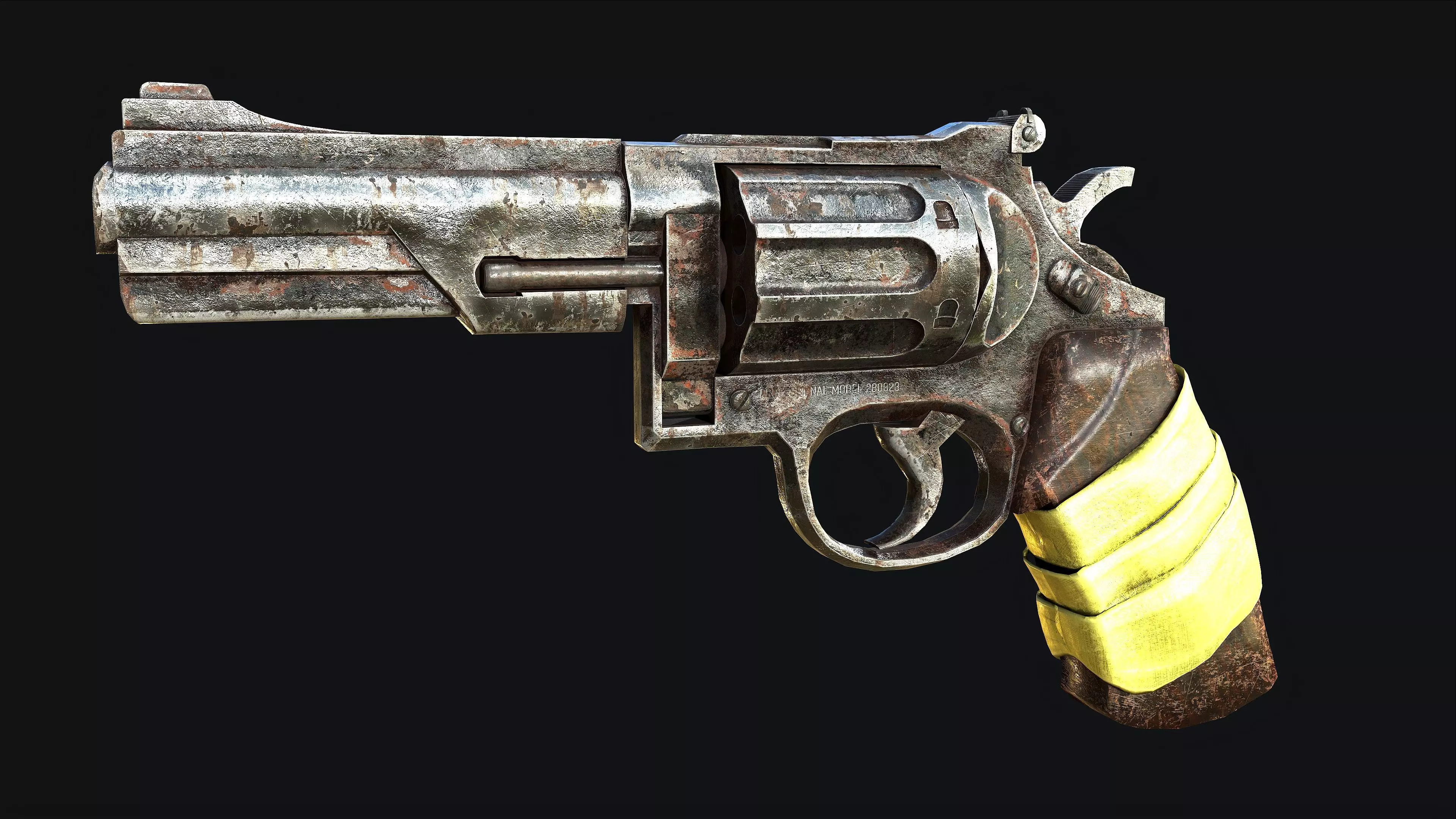 Rusty Revolver Low-poly 3D model_0