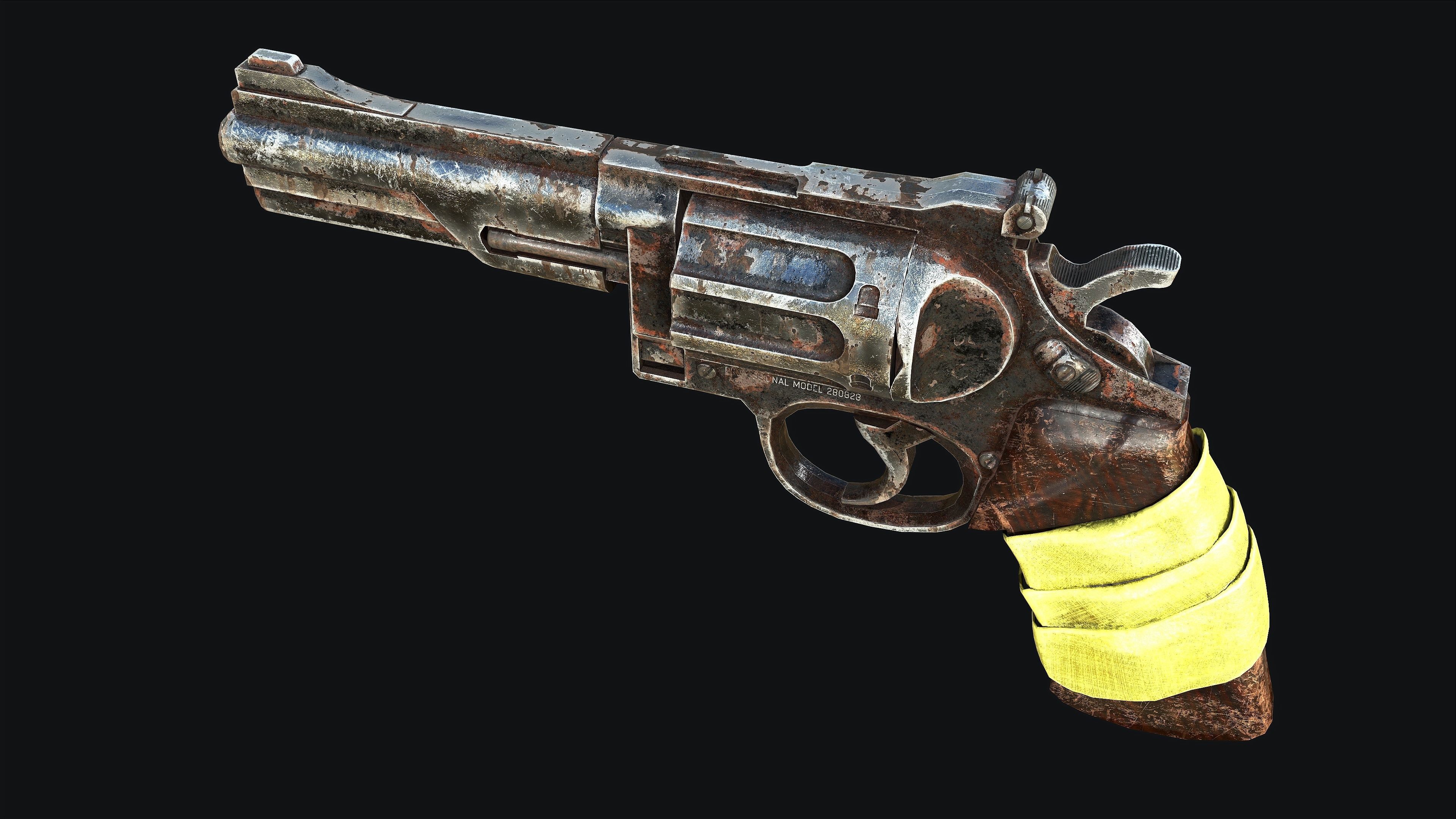 Rusty Revolver Low-poly 3D model_6