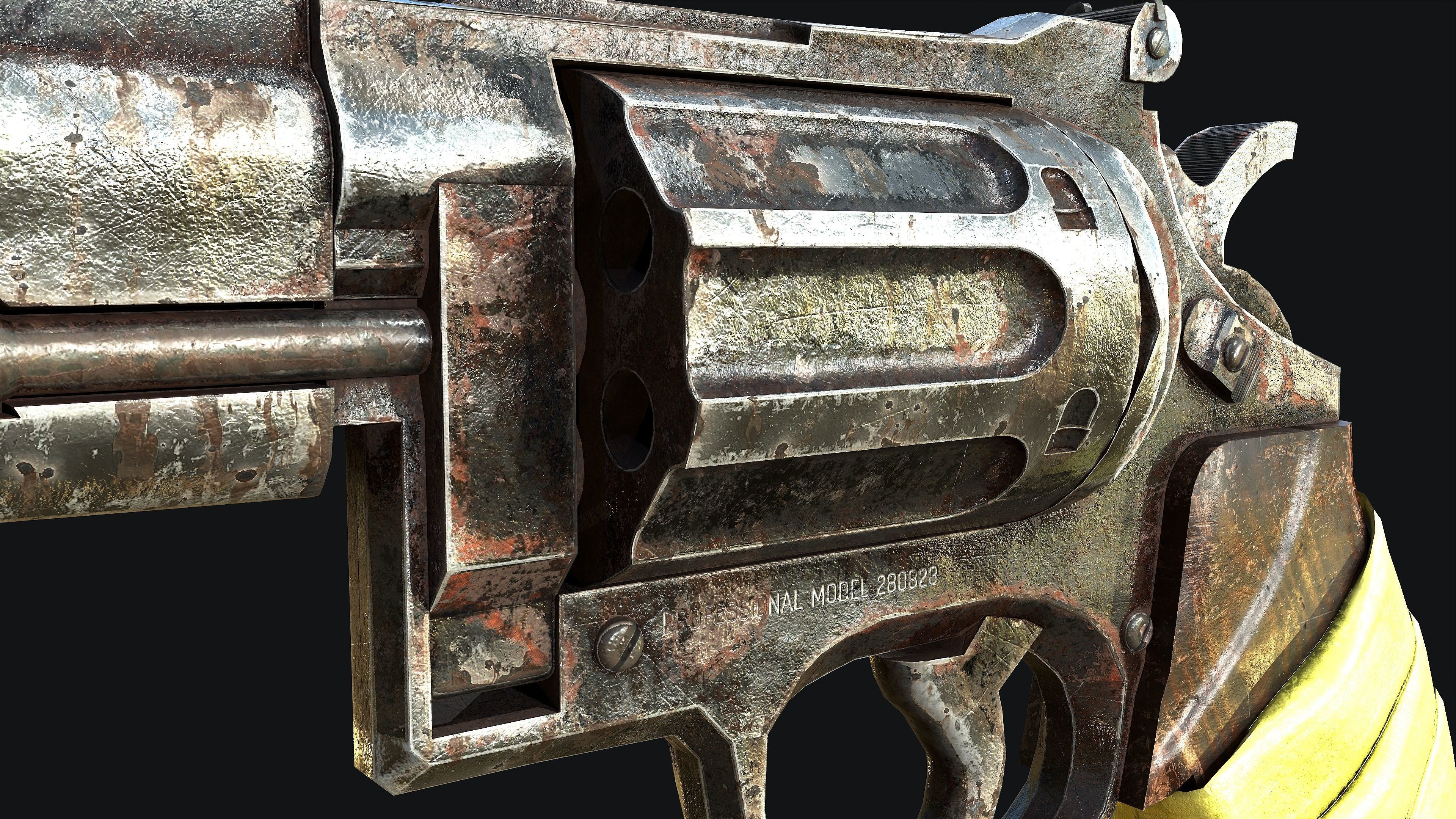 Rusty Revolver Low-poly 3D model_12